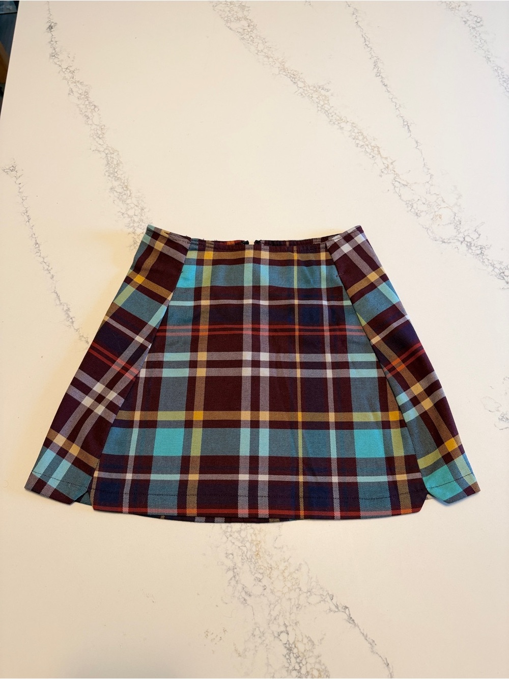 Urban Outfitters Plaid Mini Skirt in Teal and Burgundy